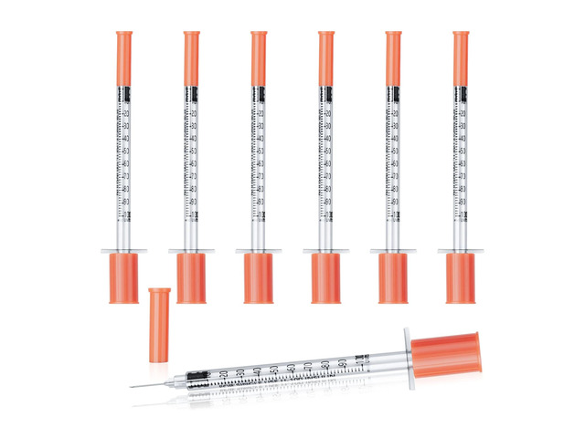 1ml U-100 Syringe with Needle, 31G 1cc 5/16-Inch (8mm), Pack of 100 Lab Measuring Supplies,Individually Wrapped