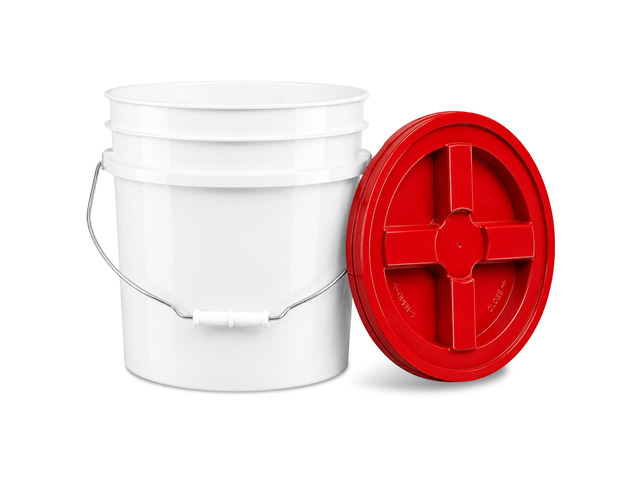 3.5 Gallon Bucket, Food-Grade w/Lid, BPA-Free, Red, 1 Pack Airtight Gamma Seal Screw-On Lid, Heavy-Duty 90 Mil HDPE Plastic, Food Safe and Durable...