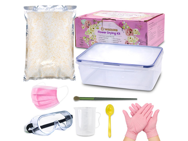 5lbs Silica Gel Flower Drying, Reusable Flower Preservation Kits, Silica Sand Flower Drying Kits with Airtight Container, Gloves, Brush, Safety...