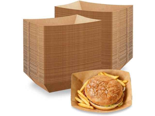 250 Pack 3lb Paper Food Boats - Grease-Resistant Food Trays,Heavy-Duty Food Trays Disposable for Hot Dog,Hamburger,Sandwiches,Nacho,Fries,Onion...