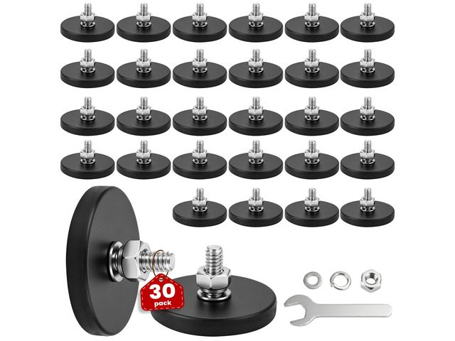 30PCS 1/4inch Rubber Coated Magnets 30LBS Mounting Magnet Anti-Scratch Mounting Magnet Magnetic Non-Slip Strong Magnet for Lighting Bar, Additional...