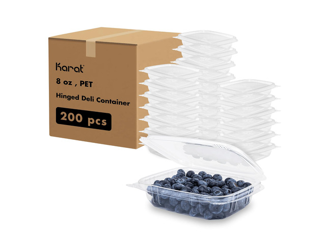 [8oz -200 ct Small Clamshell Containers with Lids, For Berries, Fruits, Nuts, and Home Meal Prep - Clear Plastic Food Containers, Take Out Containers