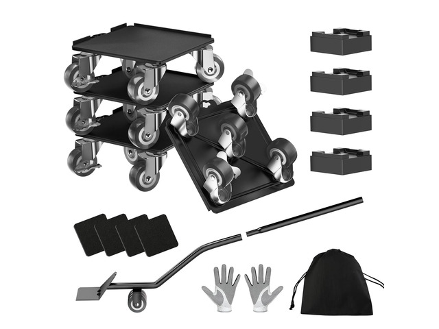 Heavy Duty Furniture Dolly,5-Wheel Furniture Movers,6.3 Inch Carbon Steel Dolly with Lifter Tool and 360° Casters for Moving...