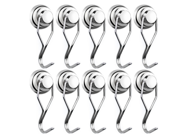 Magnetic Hooks 80LBS Swivel Swing Magnet Hooks Heavy Duty 10 Pack Strong Neodymium Magnetic Hook for Cruise Cabins Refrigerator Hanging Garage...