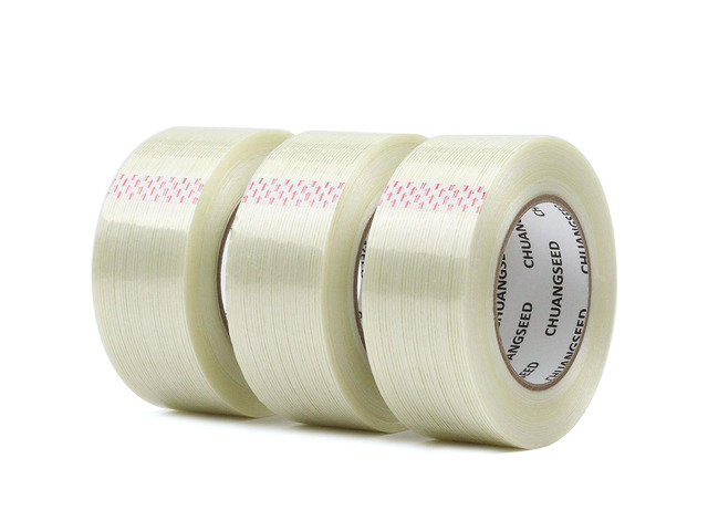 3Pack Mono Filament Strapping Tape 6.2mil x 2Inch x 60yds Commodity Grade Heavy Duty Transparent Reinforced Fiberglass Tape