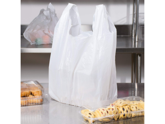 Carry-Out Plastic Bag-White Plain T-Shirt Bag 11.5'x6.5'x21.5' 15Mic (White, 1000/Case)