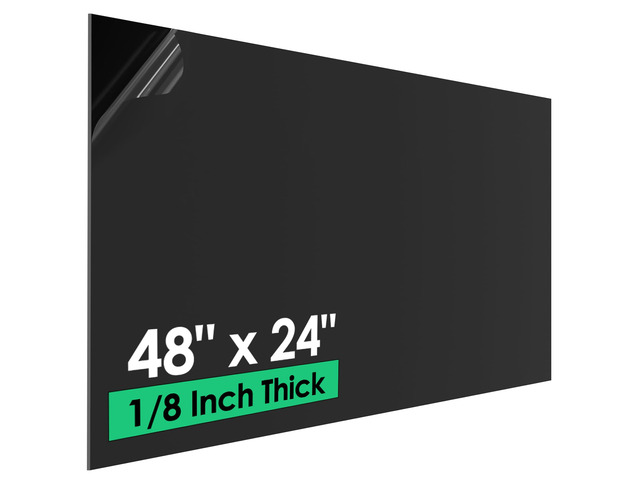 ABS Plastic Sheet 48' x 24' x 1/8', 1 Pack Black Rigid Thermoplastic Board for Signs, Crafts, DIY Projects, Dual-Surface - Textured & Smooth