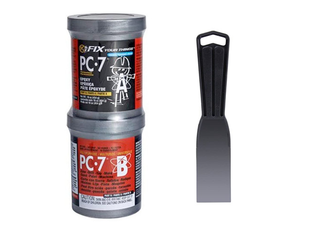7 Epoxy Adhesive Paste Kit with Applicator, Two-Part Heavy Duty, 1 lb in Two Cans, Charcoal Gray