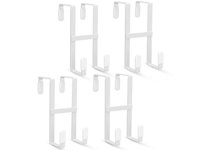 Over The Door Hooks, 4 Packs Double Sided-Hanger Fits Door 1-7/8'White No Scratch Door Hanger Hook, Heavy Duty No Drill Wall Hooks for Hanging...