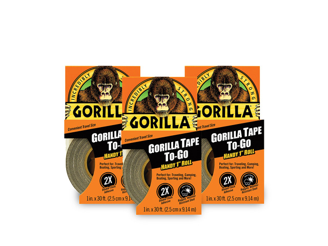 Mini Duct Tape to-Go, Travel Size, 1' x 10 yd, Black, 3-Pack Weather-Resistant Shell, Tough Reinforced Backing, Convenient for On-the-Go Repairs