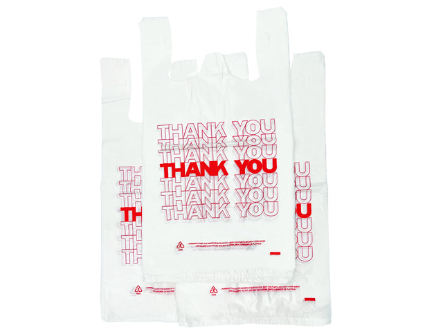 Shopping Thank Reusable and Disposable Grocery Bags Measures 11.5' X 6.25' X 21', 15mic, 0.6 Mil (600 Count)
