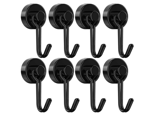 Magnetic Hooks, Neodymium Magnets Hook Heavy Duty 30LBS with Rust Proof for Fridge, Refrigerator, Oven, Grill, BBQ, Key, Tools Holder, Utensil,...