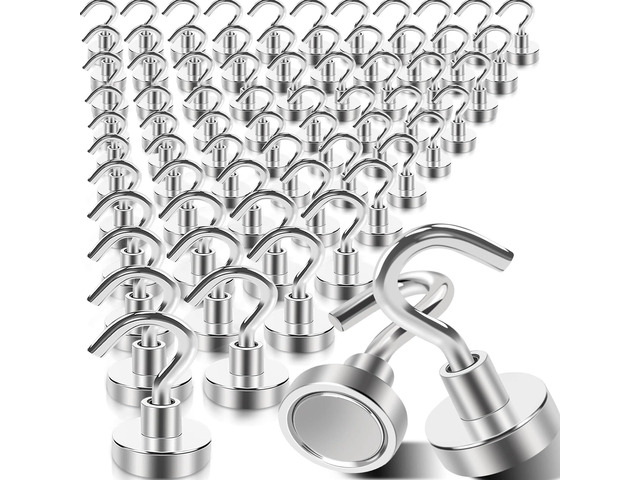 68Pack Super Strong Magnetic Hooks, 25lbs Heavy Duty Magnetic Hook for Hanging, Rare Earth Neodymium Magnet Hooks, for Cruise Ship Camping Grill...