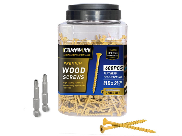 #10 x 2-1/2 in Deck Screws, 600 PCS, Tan Exterior Wood Screws Epoxy coated, rust-resistant Torx drive include T25 star bit for decks, fences and...