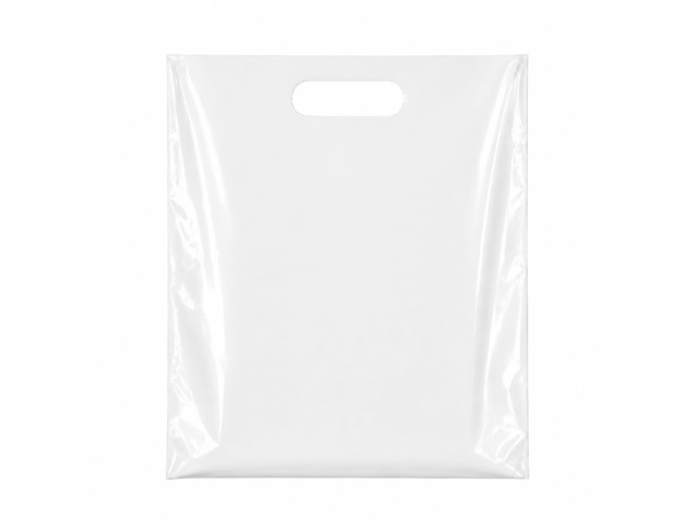 200 Count White Plastic Merchandise Bags, 12' x 15', Die-Cut Handle Retail Shopping Bags, Plastic Gift Bags for Retail Stores and Events