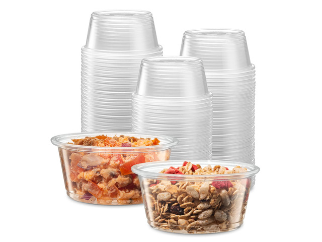 3.25 oz - 200 Cups Clear Disposable Plastic Portion Cups No Lids, Small Containers For Portion Controll, Jello Shots, Meal Prep, Sauce Cups, Slime,...