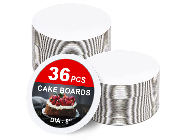 36-Packs Cake Boards 8 inch Round, White Cake Board Rounds White Cake Circles Rounds Base Food-Grade Cardboard Cake Plate for displaying Cakes,...