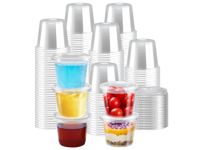 360 Sets 5.5 oz Disposable Plastic Portion Cups with Lids Clear Food-safe Jello Shot Cups,Leak-proof Small Condiment Containers for...
