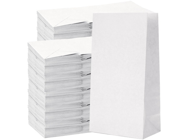 500 Pcs White Paper Lunch Bags 4 LB, 5.1 x 3.2 x 9.8 Inches Kraft Paper Bags, White Paper Bag for Snacks, Sandwiches, Crafts, Gift Bags