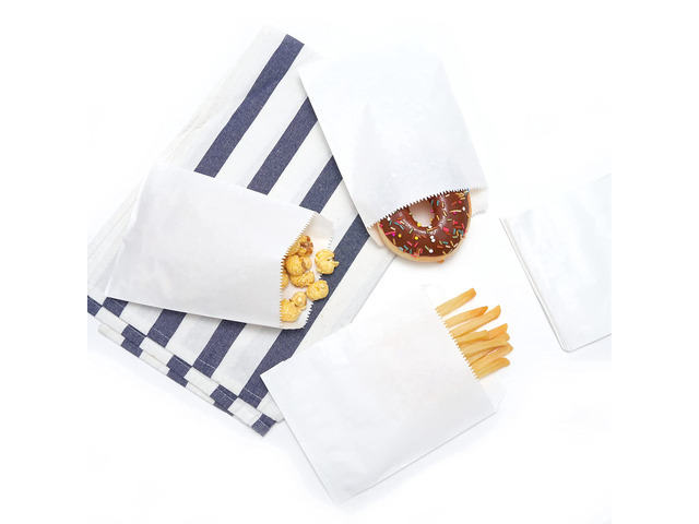100-pack 6x8 Inches White Kraft Paper Bags for Bakery Cookies Treats Snacks Sandwiches Popcorn Small Gift bag