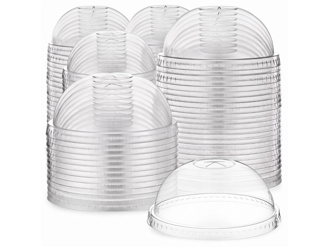 500 Pcs Clear Plastic Cup Dome Lids, Classic, 98 mm Clear Disposable Dome Design, Fits 16oz-20oz Plastic Cups, Leak-resistant for Hot Cold...