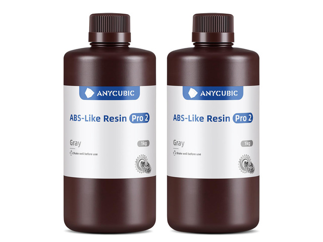 3D Printer Resin Bundle, ABS-Like Pro 2 with Enhanced Strength and Toughness, Performance far Superior to ABS-Like Resin, Low Odor (Grey+Grey, 2kg)