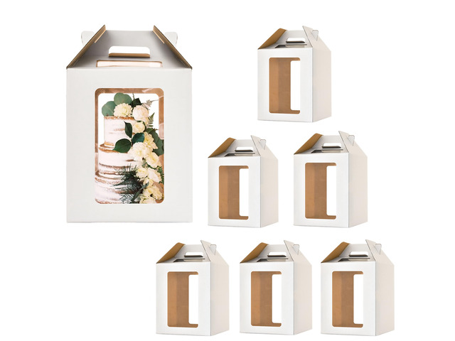 12x12x14 Inch Tall Cake Boxes for Tier Cakes,Layer Tiered Cake Box,6Pack 10in 12in Tall Cake Carrier,large cake box,Durable White Bakery Box for...