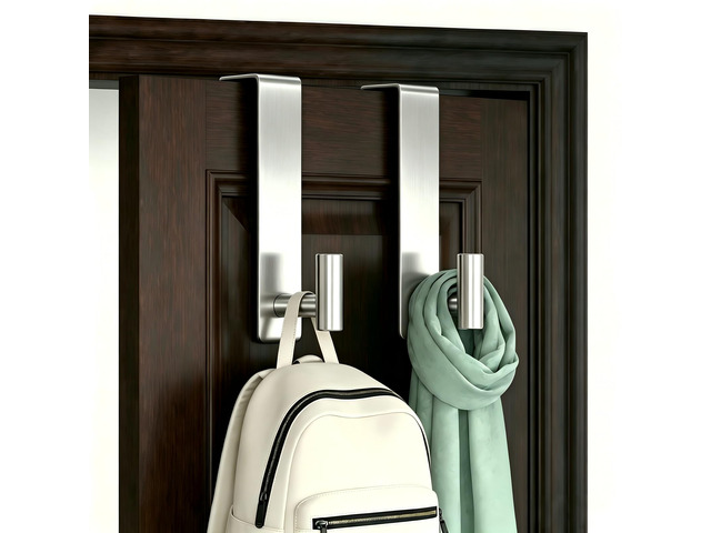 Stainless Steel Over The Door Hooks Heavy Duty, Bathroom Towel Holder Door Mount Coat Rack Towel Rack for Bedroom, Doors Hangers Towel Hooks for...