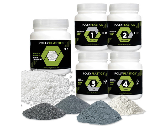 Rock Tumbler Tumbling Media Grit Kit & Plastic Filler Pellets