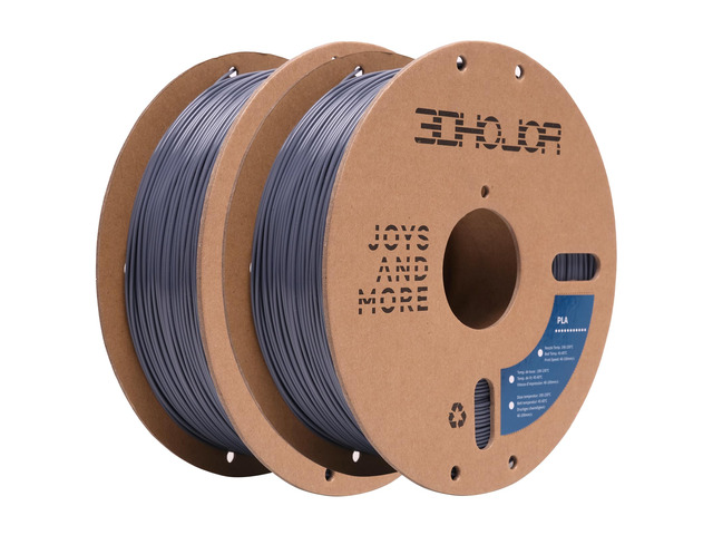 PLA Filament 1.75mm,3D Printing Filament,1kg*2 Cardboard Spool, Fit Most FDM 3D Printer,Dimensional Accuracy +/- 0.03 mm,Vacuum Packaging-2Pack Grey
