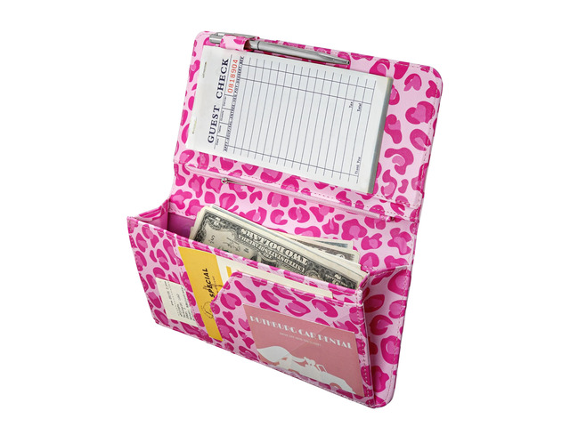 Server Book for Waitress, Zipper Pocket, Magnetic Closure, Pink Leopard Cute Waitress Book Wallet with Money Pocket, Cheetah 5'x9', Restaurant...