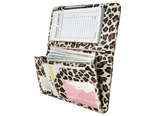Server Book for Waitress with Zipper Pocket, Magnetic Pocket, Leopard Cute Waitress Book Wallet with Money Pocket, Cheetah 5'x9', Restaurant...