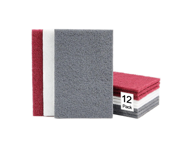 6'x9' Automotive Scuff Pad 12 Pack (7447 & 7448 & 7445) - 4 Each Maroon, Gray, White, Wet/Dry Reusable Scuffing Pad for Paint Prep, Sanding - Auto...