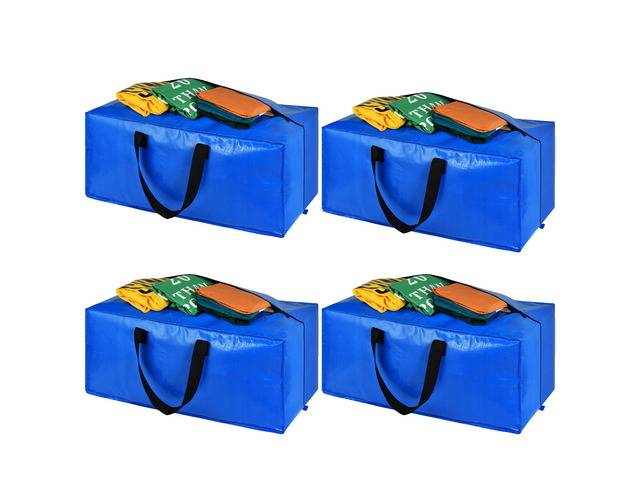 Heavy Duty Blue Moving Bags with Strong Zipper Handles Backpack Straps 4 Pack Extra Large Storage Bags Totes Moving Boxes Packing Supplies for...