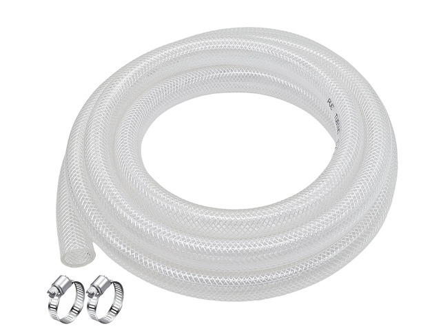 1' ID - 10 Ft High Pressure Braided Clear PVC Vinyl Tubing Flexible Tube Heavy Duty Reinforced Hose Tubing