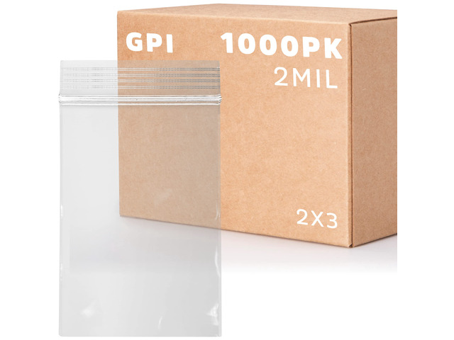 1000 Count, 2' x 3' Clear Plastic Resealable Zip Bags, Bulk 2 Mil, Strong & Durable Poly Baggies with Resealable Zip Top Lock for Travel, Storage,...