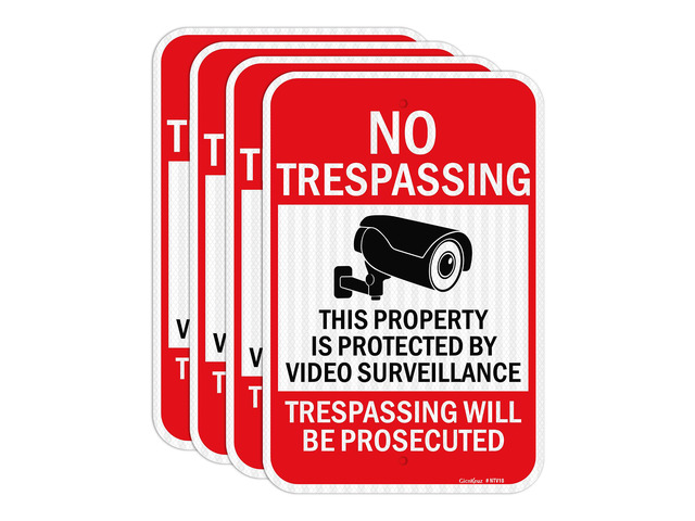 Large Video Surveillance Signs, 18x12 Inches No Trespassing Sign Private Property Sign,Engineer Grade Reflective Aluminum, Fade Resistant,Indoor or...
