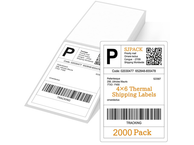 4' x 6' Thermal Labels, 2000 Fanfold Labels, Direct Thermal Shipping Label Compatible with Nelko, Rollo, Zebra, Brother, Orgbro, Munbyn, Jadens...