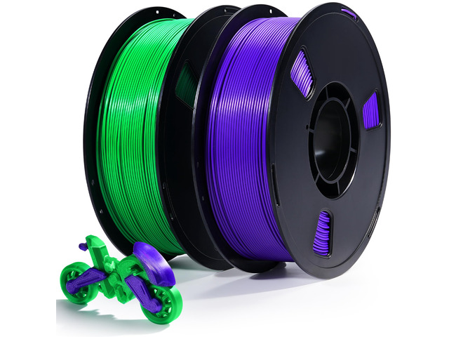 PLA Filament 1.75mm 2x1KG Green+Purple 3D Filament for Printers Smooth Printing No Clog, Vacuum Sealed with Desiccant, Compatible with Bambu...