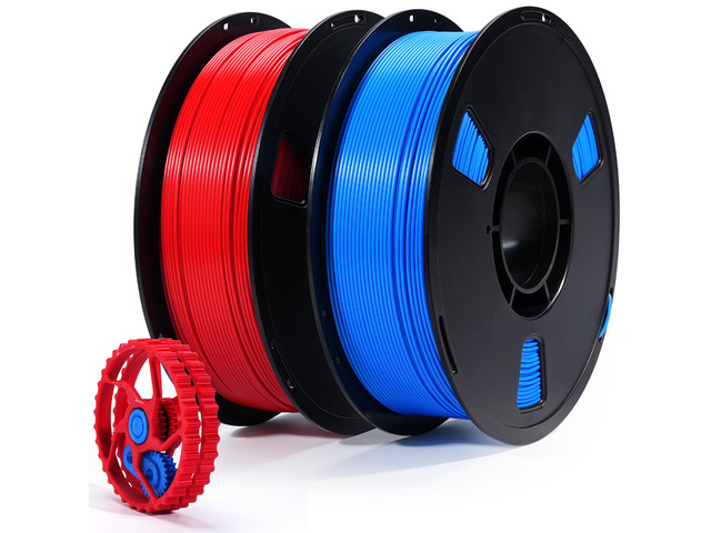 PLA Filament 1.75mm 2x1KG Red+Blue 3D Printer Filament for DIY Smooth Printing No Clog, Vacuum Sealed with Desiccant, Compatible with Bambu...