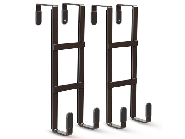 Over The Door Hooks, 2 Packs Double Sided-Hanger Fits Doors 1-7/8'Brown No Scratch Door Hanger Hook, Heavy Duty No Drill Wall Hooks for Hanging...