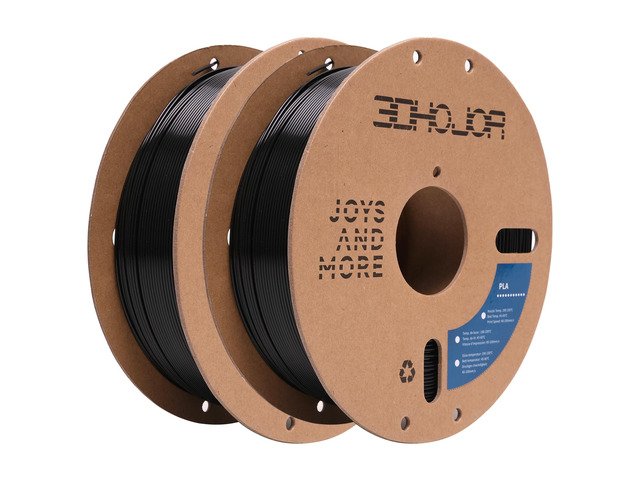 PLA Filament 1.75mm,3D Printing Filament,1kg*2 Cardboard Spool, Fit Most FDM 3D Printer,Dimensional Accuracy +/- 0.03 mm,Vacuum Packaging-2Pack Black