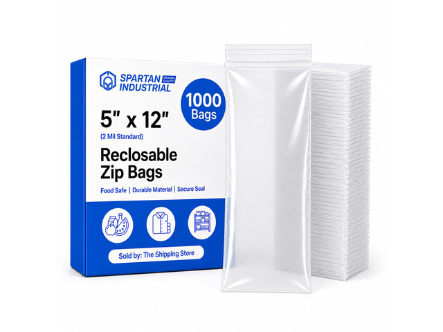 5 X 12 (1000 Count) 2 Mil Clear Reclosable Zip Plastic Poly Bags with Resealable Lock Seal Zipper