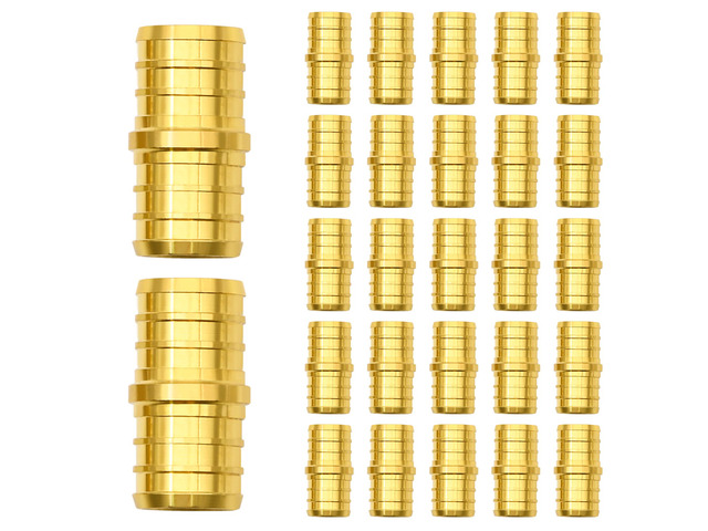 25 Pack 3/4' PEX Fittings, PEX Brass Straight Coupling Fittings for PEX Tubing Pipe