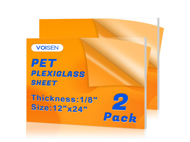 2 Pack Plexiglass Sheets 1/8 Inch Thick, 12'X24' Plexi Glass Panel Plastic Sheet for Crafts,Signs, Display Cases, Sneeze Guard, Cut with...