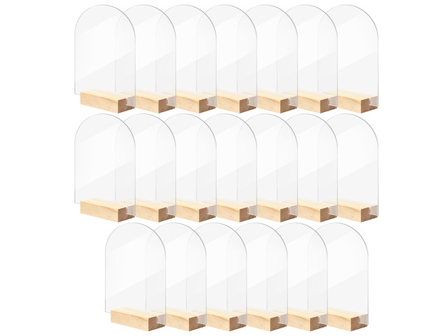 20 Pack 4x6 Inch Blank Clear Arch Acrylic Sign with Wooden Stands, Arched Round Top Acrylic Sheet, DIY Acrylic Arch Table Numbers for DIY Name Card...