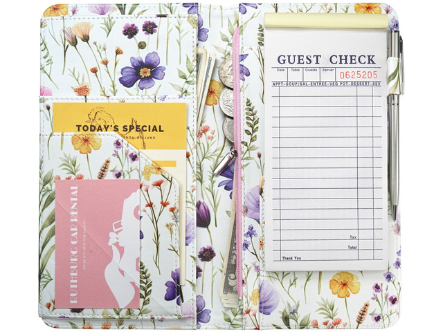 Server Book with Zipper Pocket and Magnetic Closure Server Booklet Waitress Book Serving Book with Money Pocket Waitstaff Organizer Fit Server...