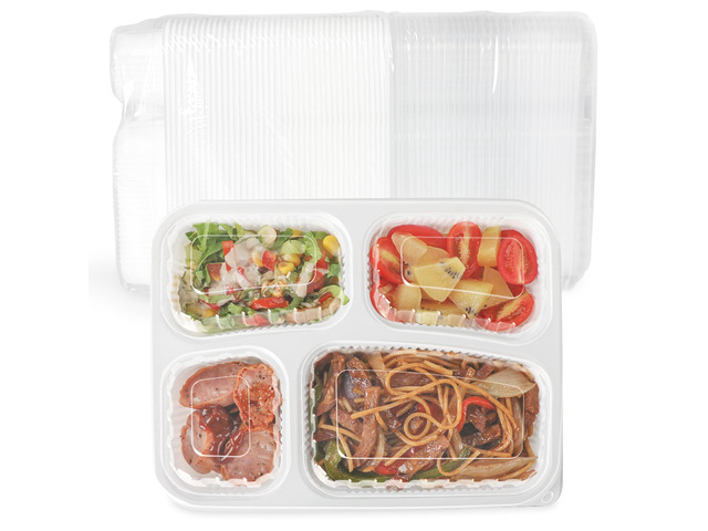 Meal Prep Containers 40 Pack 34 oz - Shrink-Wrapped No Pre-Wash BPA Free Shatterproof PP 4 Compartment Leak-Resistant Bento Box Microwave Safe...