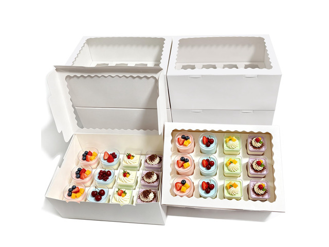 Dessert Shooter Boxes, Pack of 6, Each Holds 12 5oz Cups Sturdy Dessert Cup Holder Boxes with Window & Inserts for Party & Wedding Favors, Catering...