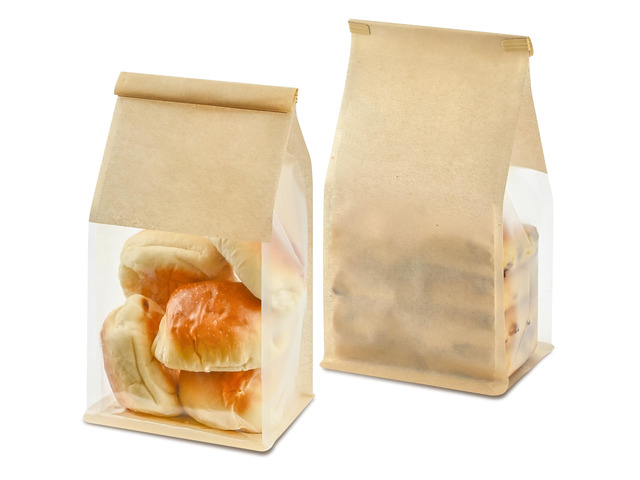 Bread Bags For Homemade Breads, 100 PCS, 11 x 5.1 x 3.9 Inches Tin Tie Tab Lock, Window, Bakery Bags, Cookie & Pastry Packaging